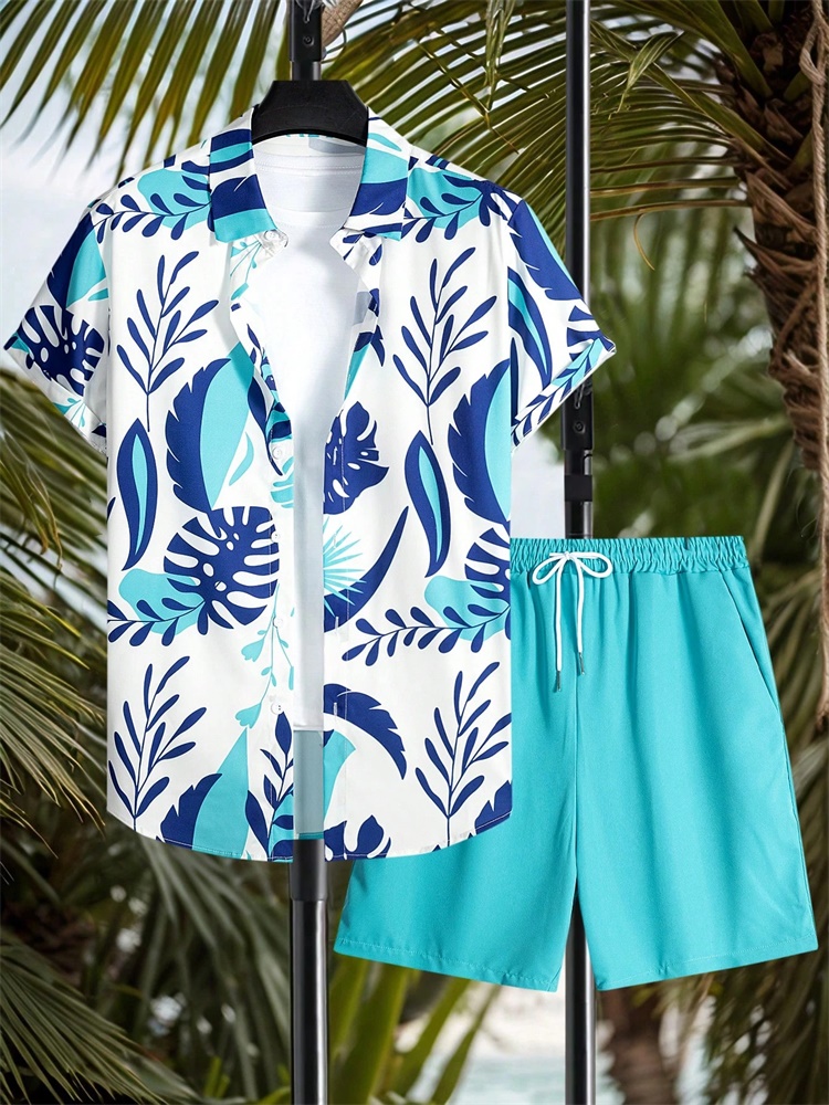 Summer Clothing Trend - Men's Short-sleeved Shirt Set Artistic And