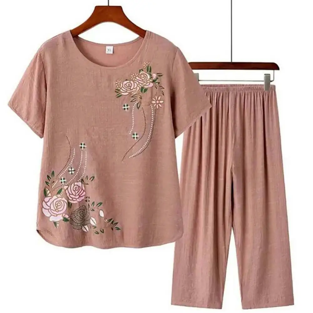 Summer House Clothing - Middle-aged elderly women's short-sleeved t-shirt mother