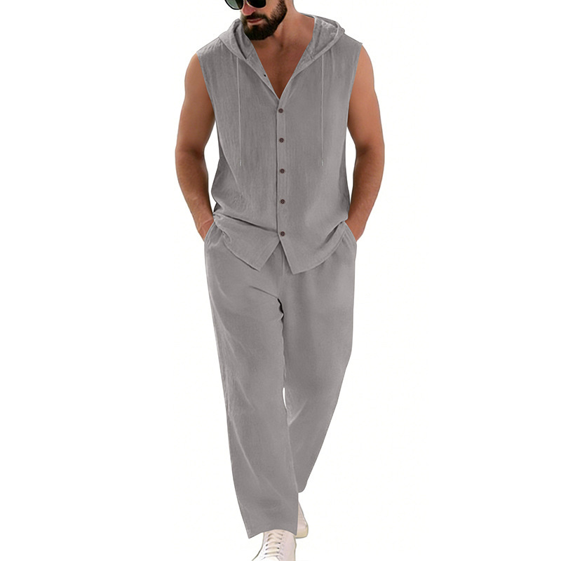 Men's Casual Linen Suit Hooded - Summer Clothing Men recension och pris