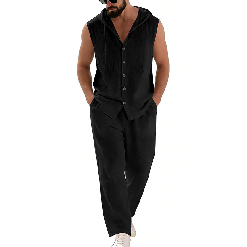 Men's Casual Linen Suit Hooded - Summer Clothing Men recension och pris