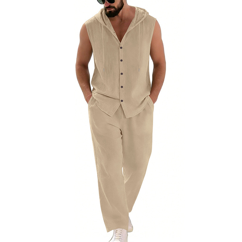 Men's Casual Linen Suit Hooded - Summer Clothing Men recension och pris