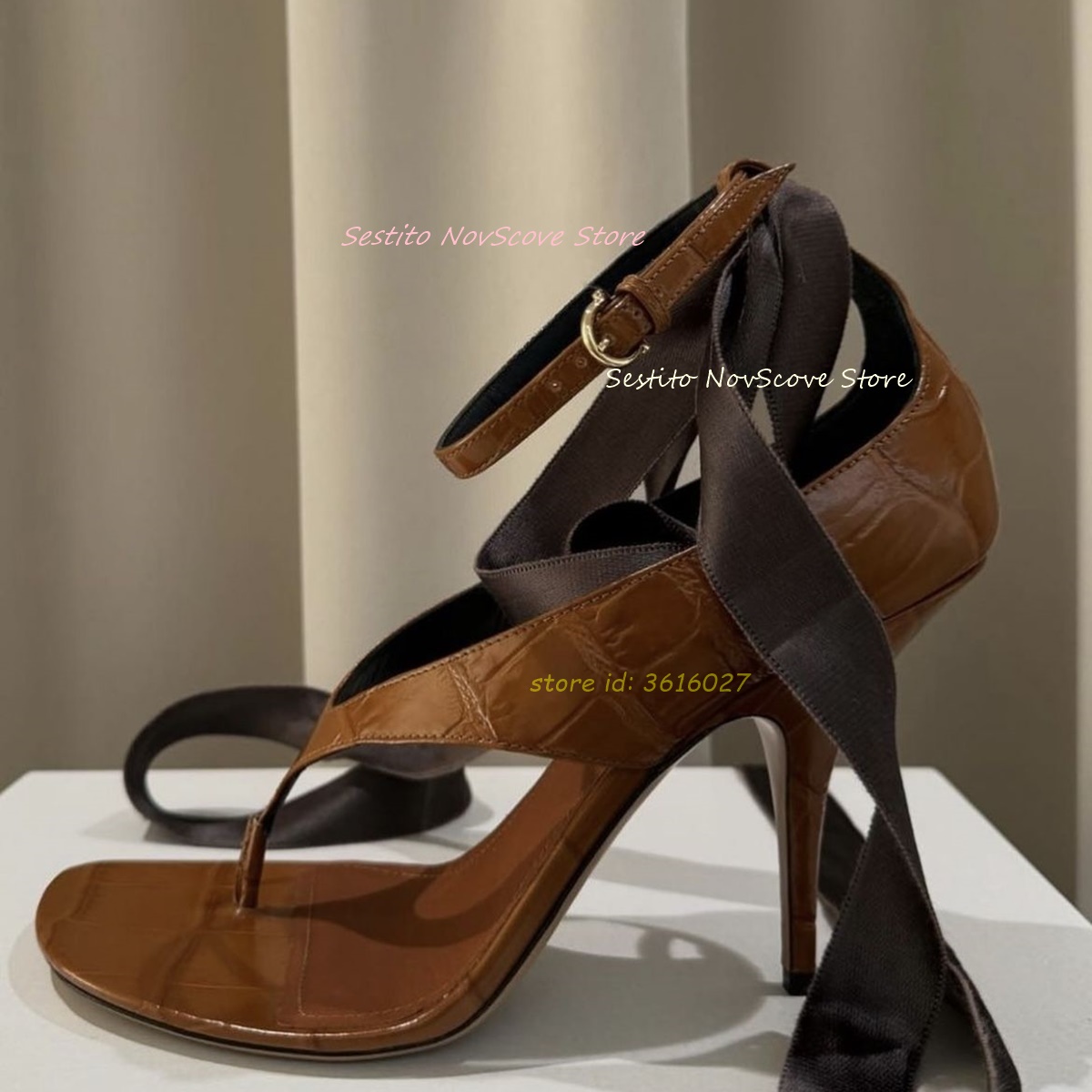 Brown Open Toe Lace Up Sandals - Summer Clothing On Sale recension och pris